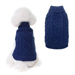 BINGPET Turtleneck Dog Jumper - Classic Cable Knit Dog Sweater Coat, Warm Pet Winter Clothes Outfits for Dogs Cats