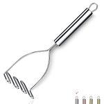 Homquen Potato Masher, Stainless Steel Heavy Duty Metal Potato Ricer with Mirror Polish, Food Masher Utensil, Hand Masher, Vegetables Fruits Mashe, Dishwasher Safe (9.6 Inch)
