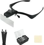 Beileshi Professional Jeweler's Lighted Magnifier Visor 2led - 5 Lenses 1x 1.5X 2.5X 3.5X 2X Black Uhrbrille