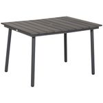 Outsunny 47" Outdoor Dining Table, Rectangle Garden Table for 6 People with Umbrella Hole, Aluminium Frame, HDPE Table Top, Slatted Design Patio Table for Backyard, Dark Grey