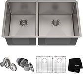 Kraus KHU104-33 33 inch Undermount 60/40 Double Bowl 16 Gauge Stainless Steel Kitchen Sink