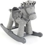 Little Bird Told Me - Stirling Rocking Horse, Grey Ride On Horse Toy with herringbone woven fabric, for Toddlers, Wooden Rockers, Saddle & Bridle, for Girls & Boys (9 Months +)