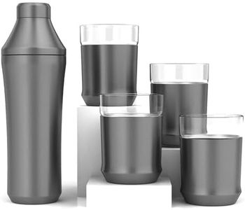 Elevated Craft Hybrid Cocktail Shaker - Premium Vacuum Insulated Stainless Steel Gunmetal Cocktail Shaker - Innovative Measuring System - Martini Shaker for the Home Bartender - 28oz Total Volume