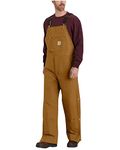 Carhartt Mens Loose Fit Firm Duck Insulated Bib Overall, Carhartt Brown, Large Short