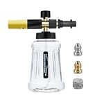 DANCINGBOAR Snow Foam Lance Foam Cannon for Karcher K Series K2 K3 K4 K5 K6 K7 Pressure Washer, 1L Soap Dispenser with Adjustable Spray Nozzle and New Generation Connector (Black & Yellow)