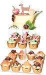 YestBuy 3 Tier Cupcake Stand, Cake Stand, Acrylic Cupcake Tower Stand, Premium Cupcake Holder for 28 Cupcakes, Display for Pastry Wedding Birthday Party (4" Between 2 Layers)