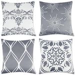 ARVOV Outdoor Waterproof Throw Pillow Covers, Tropical Plants Waterproof Cushion Cover, Waterproof Cushion Case for Outdoor Patio Garden Blench Tent Living Room and Sofa - 18 x 18 Inches (Grey)