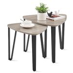 VASAGLE Nesting Triangle End Tables, Coffee Tables for Living Room Bedroom, Industrial Accent Stacking Side Tables with Metal Frame, Heather Greige and Black ULET013B02