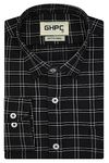 GHPC Cottswool Winter Wear Woolen Windowpane Checks Full Sleeves Regular Fit Formal Shirt for Men (Black, CW230102_42)