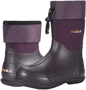 HISEA Men's Rain Boots Women's Garden Boots Waterproof Neoprene Rubber Boots Men Women Unisex Adjustable Ankle Height Insulated Mud Boots Garden Shoes Work Boots for Yard Farming Hunting Hiking