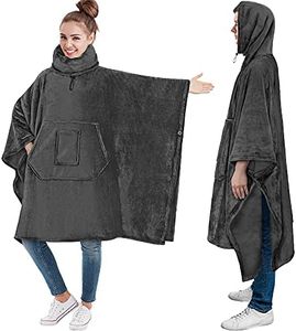 PAVILIA Wearable Blanket Poncho Women Men, Oversized Hoodie Sweatshirt Sweater Neck Warmer, Fleece Soft Hug Sleep Pod Adult, Grey, Sherpa Fleece