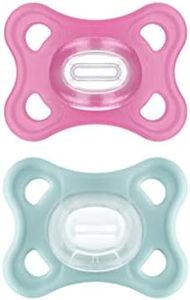 MAM Comfort Ciuccio in Set da 2, 100% Silicone, con Custodia Porta Succhietto, 3-12 mesi, Rosa