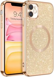 GaoBao Magnetic Case for iPhone 11 Case [Compatible with MagSafe] Slim Fit Glitter Luxury Bling Shockproof Full Body Protective Women Girls Phone Cases Covers for iPhone 11 6.1 inch, Gold Glitter