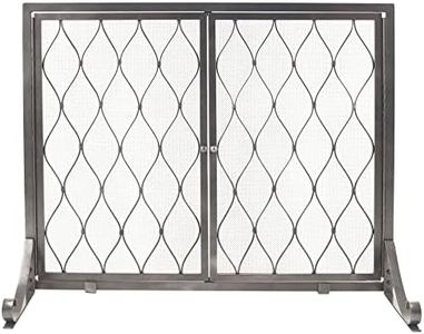 Pleasant Hearth Stonewall Fireplace Screen, Gun Metal
