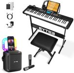 EYTSE 61 Key Piano Keyboard for Beginner with LCD Display, 300 Tones, 300 Rhythms, 50 Demos, 3 Teaching Modes and Portable Karaoke Machine Bundle