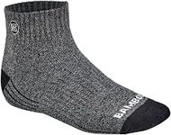 Premium Bamboo Crew Work Socks- Quarter High Moisture Wicking, Odor Eliminating Heather Gray Quarter Crew Socks for Men Size 13-15 - 3 Pair