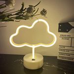 ENUOLI Warm White Neon Light Cloud Neon Signs Cloud Neon Lights with Base Table Lamps for Beside USB or Battery LED Signs for Children Bedroom Neon Light Signs Decor for Christmas Bar Wedding Party