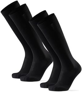 DANISH ENDURANCE 2 Pack Graduated Compression Socks, 21-26mmHg, Flight Socks, Running, Women & Men, Solid Black, 8-9.5 US