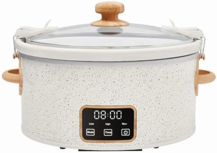 Stunning Pioneer Woman 6 QT Slow Cooker, Locking Lid, Digital Healthy Eating (White Linen Speckle)