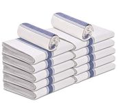 Talvania Kitchen Dish Towels - 100% Cotton White Flour Sack Tea Cloth with Blue Herringbone Stripe, Pack of 12, 15” x 25” Perfect Classic Dish Towel Dishcloths for Bars, Kitchens, Counters & Much More