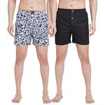 Urban Scottish Men's Cotton Boxer (Pack of 2) (USBX1917-XL_Black and White_XL)