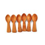 The Indus Valley Neem Wooden Masala Spoon Set For Measuring Sugar/Grains/Salt/Condiments And Masala Spices/Coffee Powder/Tea Powder, (Set Of 6 Pieces), Brown, 11 Centimeters