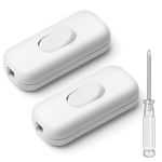 AXFEE 6A DP Inline Cord Switch, 2Packs Torpedo Switch, 2 or 3 Core Double Pole Switching Accept Round or Flat Wire, 250V Inline Switch for Desk Lamp/Light/Bulb/Small Appliance Switch, White