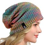 HISSHE Women Slouch Beanie Knit Beret Skullcap Long Baggy Winter Summer Hats B08w (Green/Yellow/Pink)