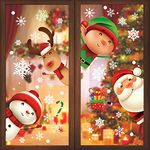 DIYDEC 82pcs Christmas Window Cling Stickers, 5 Sheet Reusable Xmas Window Decorations Santa Claus Reindeer Snowflakes Double Sides Window Static Cling Decals for Glass Xmas Window Decorations