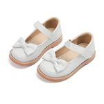 THEE BRON Toddler Shoes Girls Mary Jane Flats Kids School Oxfords Dress Shoes(CA-AX302 Toddler,White/10M)