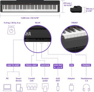 Yamaha P-225 Digital Piano – 88-Key, Black
