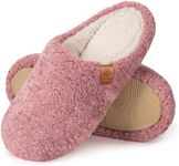 EverFoams Women's Fuzzy Slip-on Slippers Soft Comfy Memory Foam Indoor House Shoes Pink,5-6 US