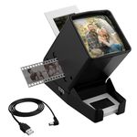 35mm Slide Viewer for Old Slides with 3X Magnification Glass, LED Light Box Projector for 2x2 Slides & Negatives, EQuick Eject Desk Viewing for Batch Archiving, Battery or USB Powered