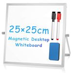 Compact Magnetic Whiteboard with Dual-Sided Easel - 25x25cm - Perfect for Office and Home Use, Includes 2 Erasable Pens & Eraser