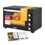 TZS First Austria Electric Mini Oven 45L, 2000W, 100-230°C, Convection, Rotisserie, Non-Stick, Timer, 4 Rack Levels, Tray, Grill Rack, Crumb Tray
