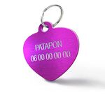 Personalised Engraved Dog Cat Tag - 7 Colours Available (Small Heart-25mm, Pink)