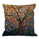 HGOD DESIGNS Throw Pillow Case Love Tree Color Rainbow Candys Wave Polka Dot Cute Adorable Cotton Linen Square Cushion Cover Pillowcase Home Decorative Sofa Armchair Bedroom Livingroom 18 x 18 inch