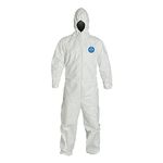 DuPont Tyvek 400 TY127S Protective Coverall with Hood, Disposable, Elastic Cuff, White, X-Large (Pack of 6)