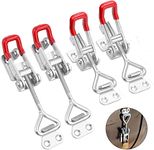 E-TING 4 Pack Heavy Duty 4002 Toggle Latch Clamp, Adjustable Toggle Clamp Latch with Lock Hole,485 Lbs Holding Capacity Pull Latch for Smoker Door, Box Case Trunk, Lid, Jig (with 20PCS Screws)