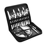 LOOKATHOT Camping Silverware Set with Case, 20piece Mess Kit with Stainless Steel Plates Spoons Knives Forks Wine Opener for 4, Portable Cutlery Set, Picnic Eating Utensils Set, BBQs Travel Hiking