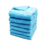 Kingsheep 6Pack Microfibre Car Drying Towel, Edgeless Microfibre Detailing Cloth, Super Absorbent Car Care Wash Buffing Cloth for Detailer,Cleaning Towels 16"x16" Ultra Plush Car Towel 450gsm (Blue)