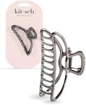 Kitsch Metal Claw Clips, Large Claw Clips for Thick Hair, Metal Hair Clips for Women, Metal Clips for Hair & Cute Hair Clips, Metal Hair Claw Clips for Women, Big Claw Clips for Thick Hair, Hematite