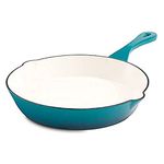 Crock Pot Artisan 10 Inch Enameled Cast Iron Round Skillet, Teal Ombre