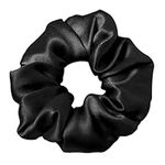 LILYSILK 100% Pure Silk Scrunchies Hair Elastic for Women Girls Hair Ties Ponytail Holder No Crease Gentle for Hair 1 Piece, Black