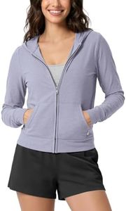 ODODOS Women's Mini Full-Zip Hoodie - odSTRATUM Tech Ultra Soft UPF 50+ Hooded Jacket with Pockets, Lilac Heather, X-Small