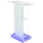 CLASSIC CONCEPTS Acrylic Podium/Pulpit/Lectern Model No CCP060 Elevate Your Address, Ideal for Churches, Institutes, and Events Blue LED