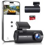 GKU 4K Dash Cam,Dash Cam Front with UHD 2160P, DashCam Built-in WiFi, 24H Parking Monitor,Night Vision,WDR,170° Wide Angle,Loop Recording,G-Sensor,DashCam Includes 64GB SD Card,Supports 256GB Max