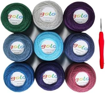 golo Crochet Thread Size20 Embroidery Thread 10gx9 Crochet Yarn for Hand Knitting