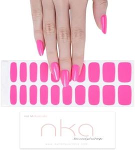 NKA Semi Cured Gel Nail Strip - 20 Strips - UV LED Lamp Curing Gel Nail Polish Wraps - Nail Stickers - HOT NEON PINK