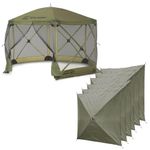 Clam Quick-Set Escape 12 x 12 Foot Portable Pop-Up Camping Outdoor Gazebo Screen Tent Canopy Shelter and Carry Bag with 6 Wind and Sun Panels, Green